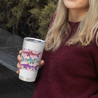 Shark Summer Striped Coastal Ocean Life Glitter Print Tumbler Cup
