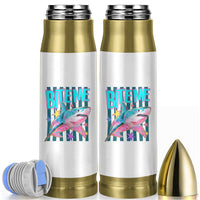 Funny Bite Me Shark Lover Bullet Tumbler Summer Beach Nautical Stripes Glitter Print