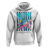 Funny Bite Me Shark Lover Hoodie Summer Beach Nautical Stripes Glitter Print