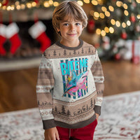 Funny Bite Me Shark Lover Ugly Christmas Sweater Summer Beach Nautical Stripes Glitter Print