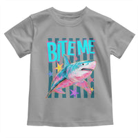 Funny Bite Me Shark Lover Toddler T Shirt Summer Beach Nautical Stripes Glitter Print