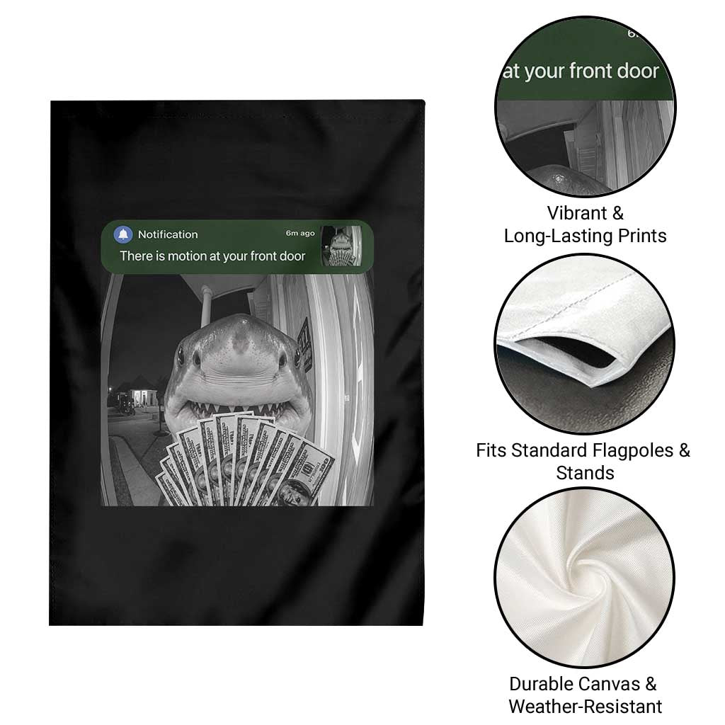 There is Motion at Your Front Door Funny Shark Motion Meme Garden Flag