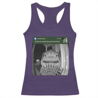 There is Motion at Your Front Door Funny Shark Motion Meme Racerback Tank Top