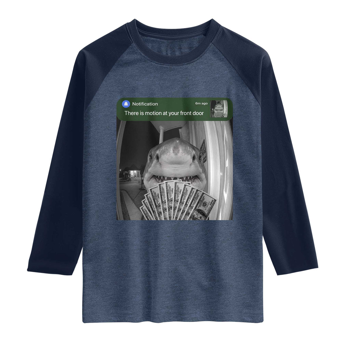 There is Motion at Your Front Door Funny Shark Motion Meme Raglan Shirt