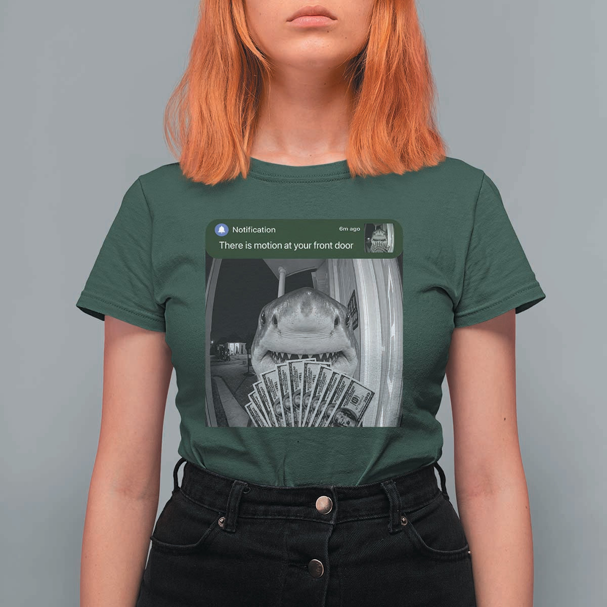 There is Motion at Your Front Door Funny Shark Motion Meme T Shirt For Women