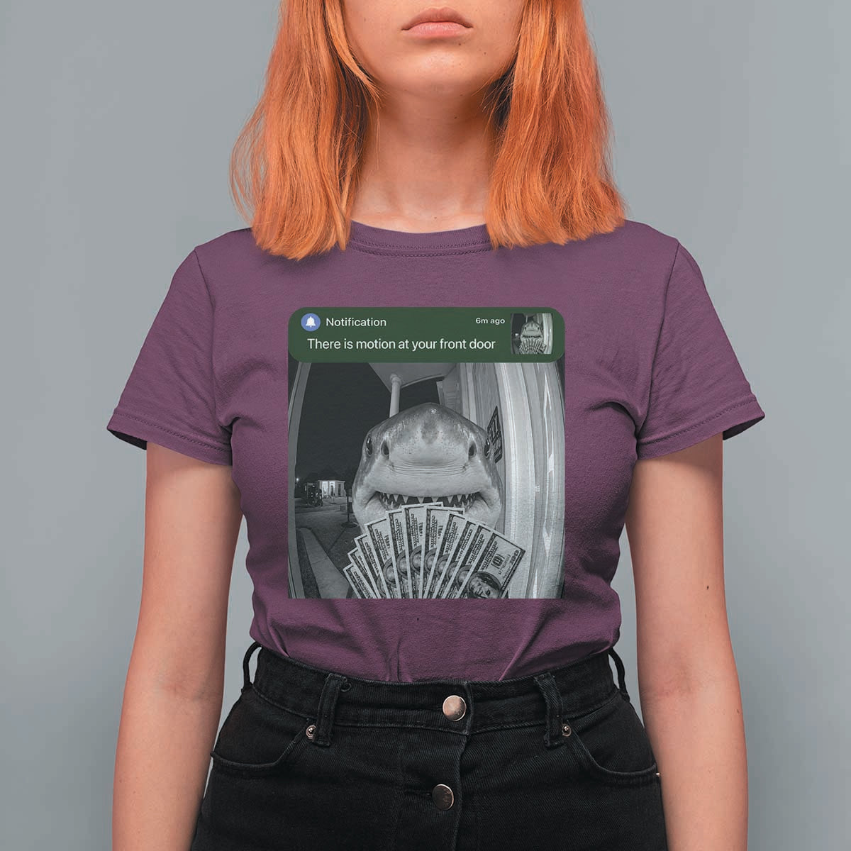 There is Motion at Your Front Door Funny Shark Motion Meme T Shirt For Women