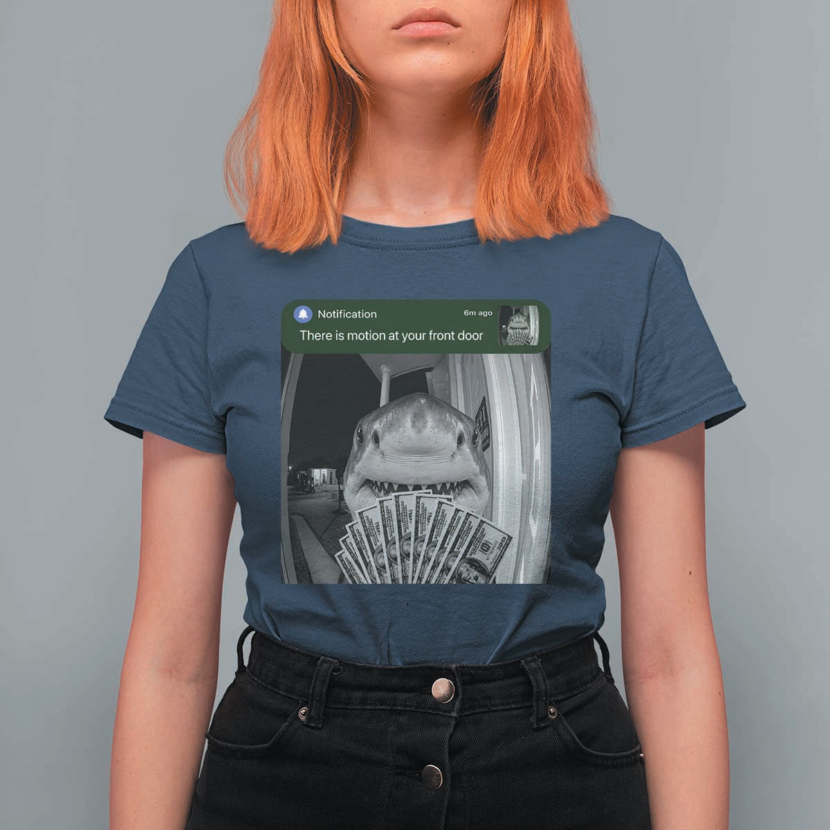 There is Motion at Your Front Door Funny Shark Motion Meme T Shirt For Women
