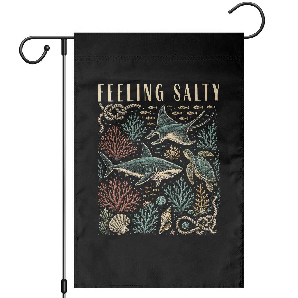 Feeling Salty Shark Lover Vintage Ocean Life Garden Flag