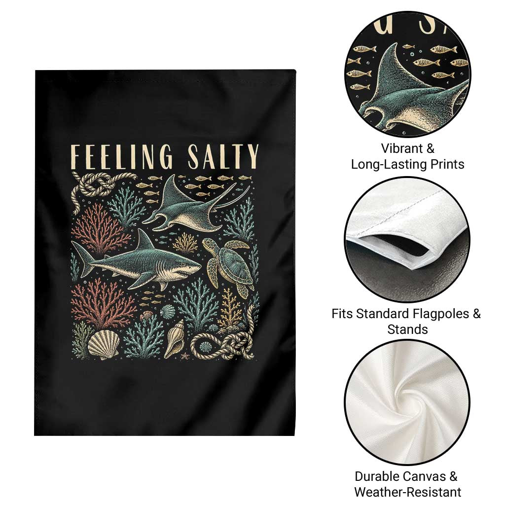 Feeling Salty Shark Lover Vintage Ocean Life Garden Flag