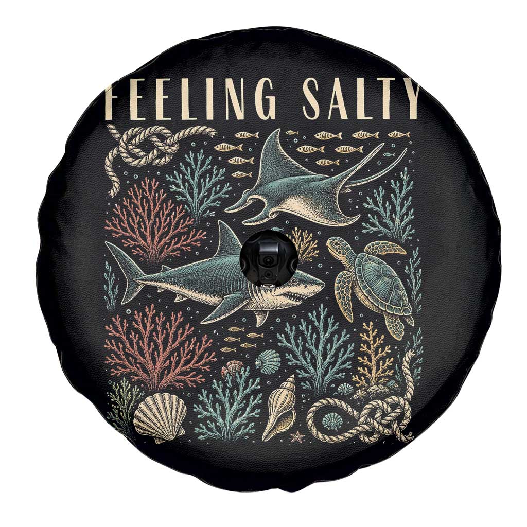 Feeling Salty Shark Lover Vintage Ocean Life Spare Tire Cover