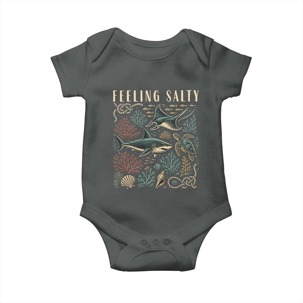 Feeling Salty Shark Lover Vintage Ocean Life Baby Onesie