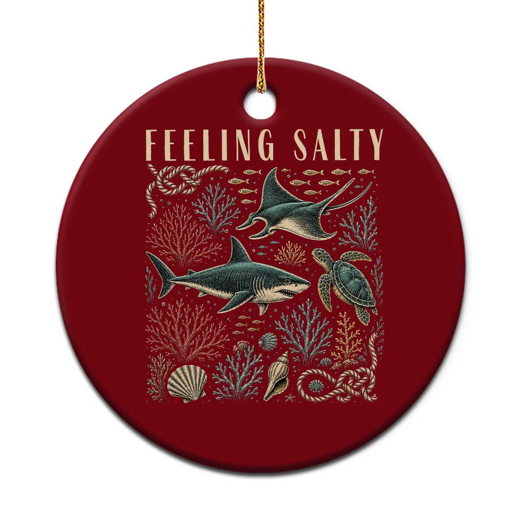Feeling Salty Shark Lover Vintage Ocean Life Ceramic Ornament