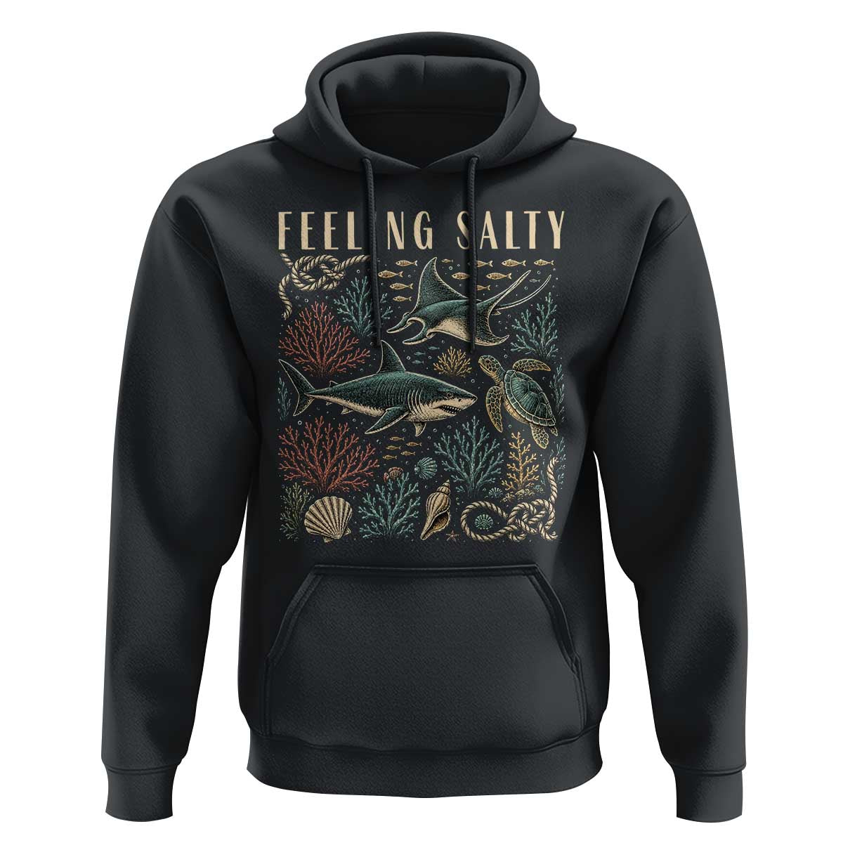 Feeling Salty Shark Lover Vintage Ocean Life Hoodie