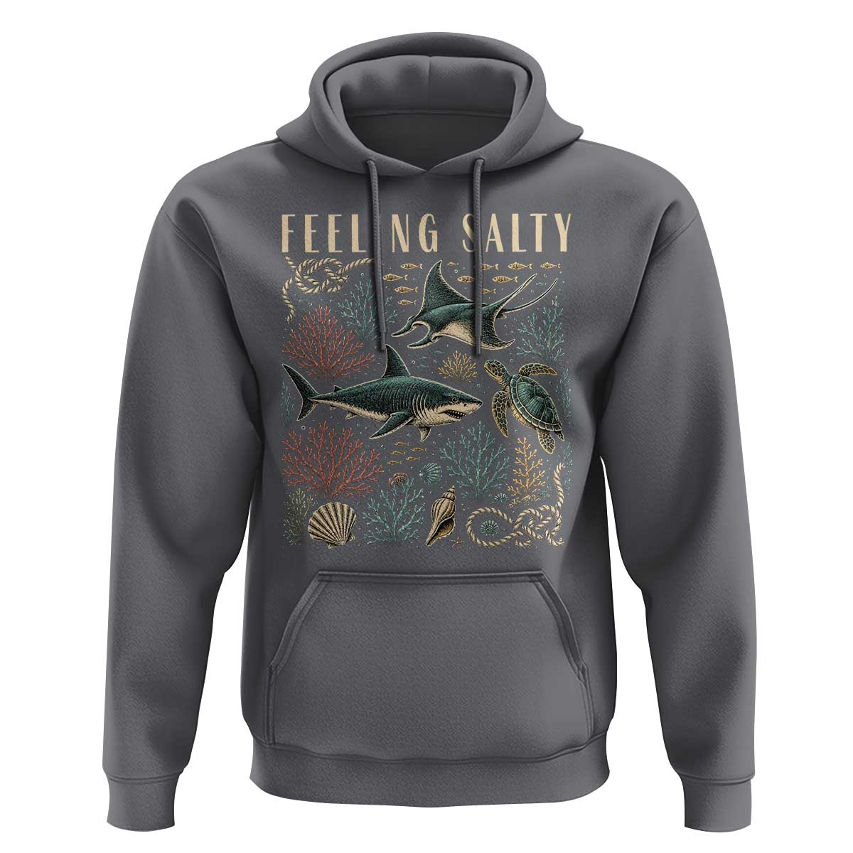 Feeling Salty Shark Lover Vintage Ocean Life Hoodie