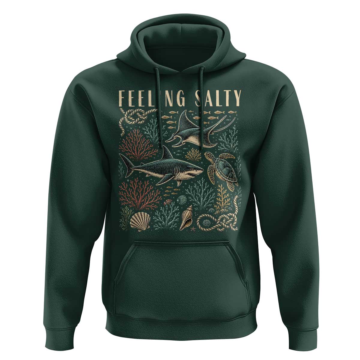 Feeling Salty Shark Lover Vintage Ocean Life Hoodie