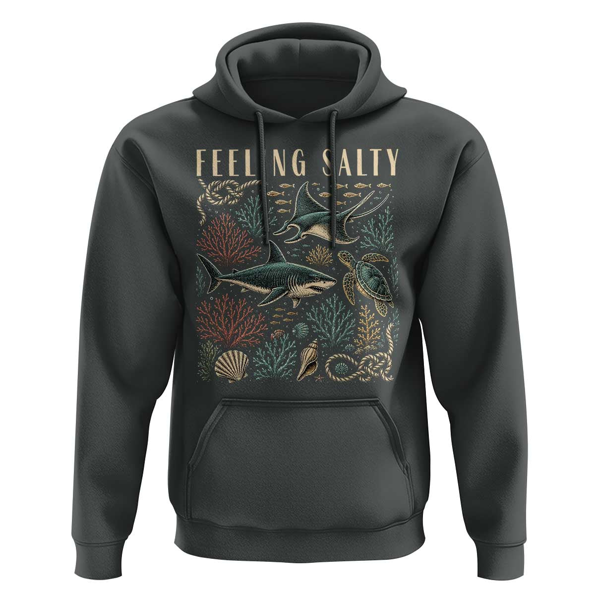 Feeling Salty Shark Lover Vintage Ocean Life Hoodie