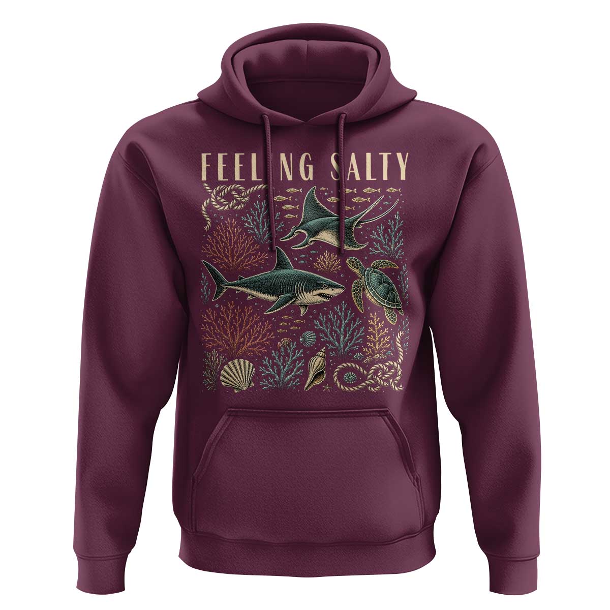 Feeling Salty Shark Lover Vintage Ocean Life Hoodie
