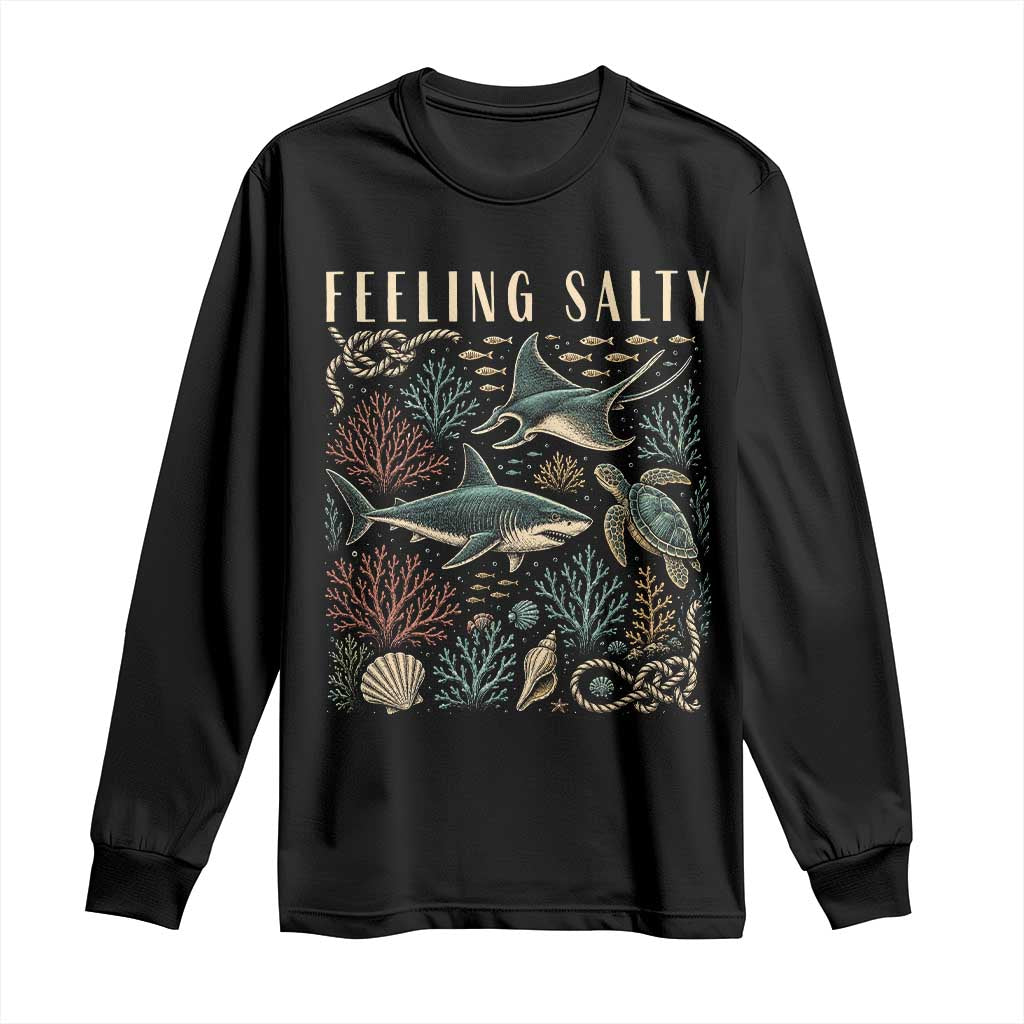 Feeling Salty Shark Lover Vintage Ocean Life Long Sleeve Shirt
