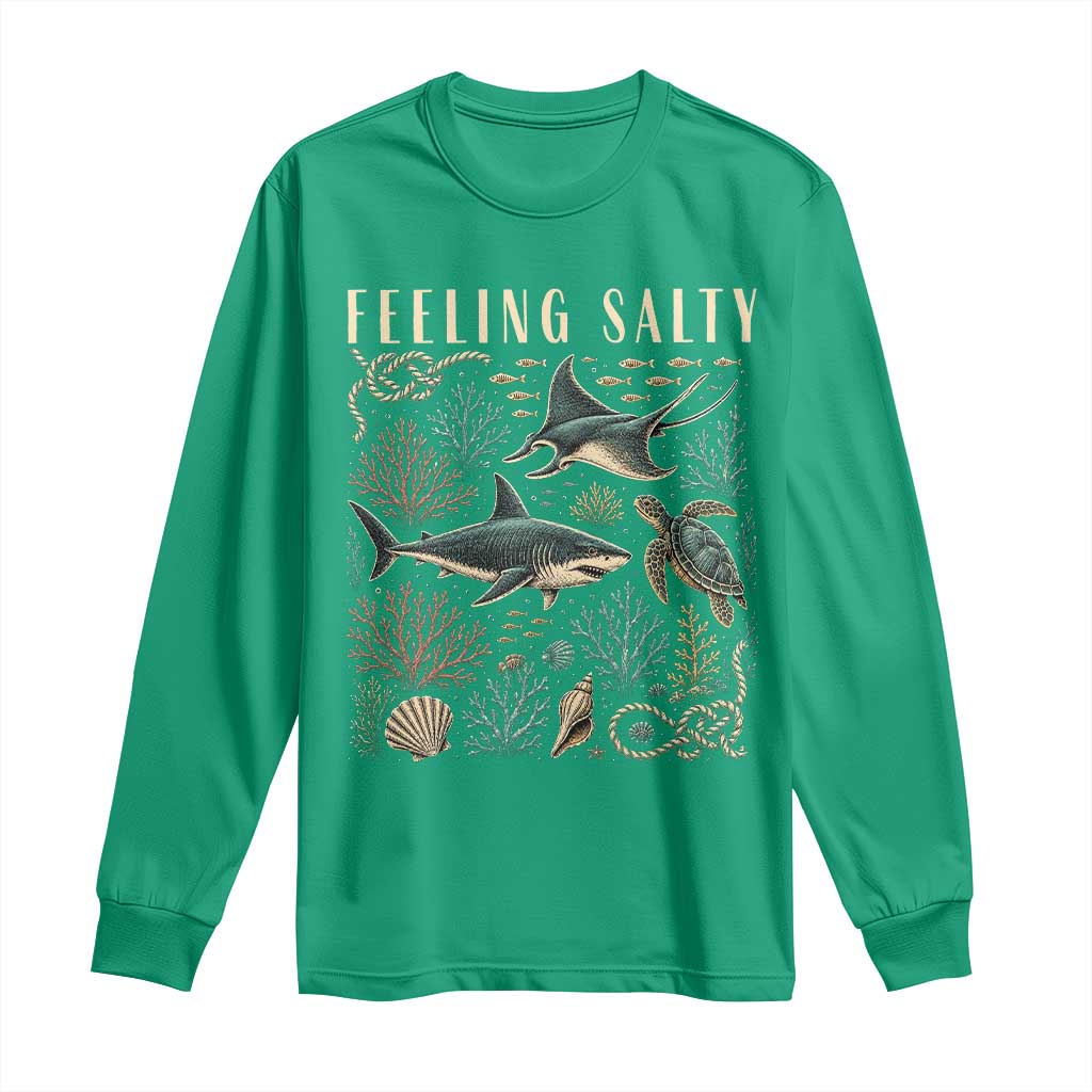 Feeling Salty Shark Lover Vintage Ocean Life Long Sleeve Shirt