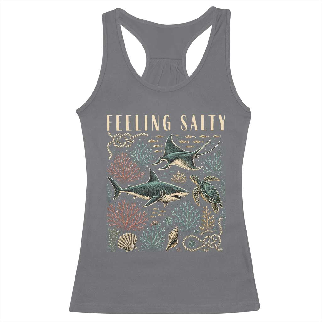 Feeling Salty Shark Lover Vintage Ocean Life Racerback Tank Top