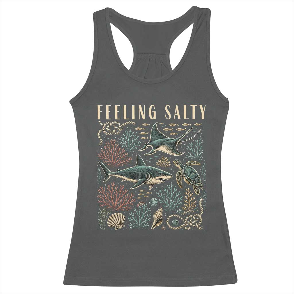 Feeling Salty Shark Lover Vintage Ocean Life Racerback Tank Top