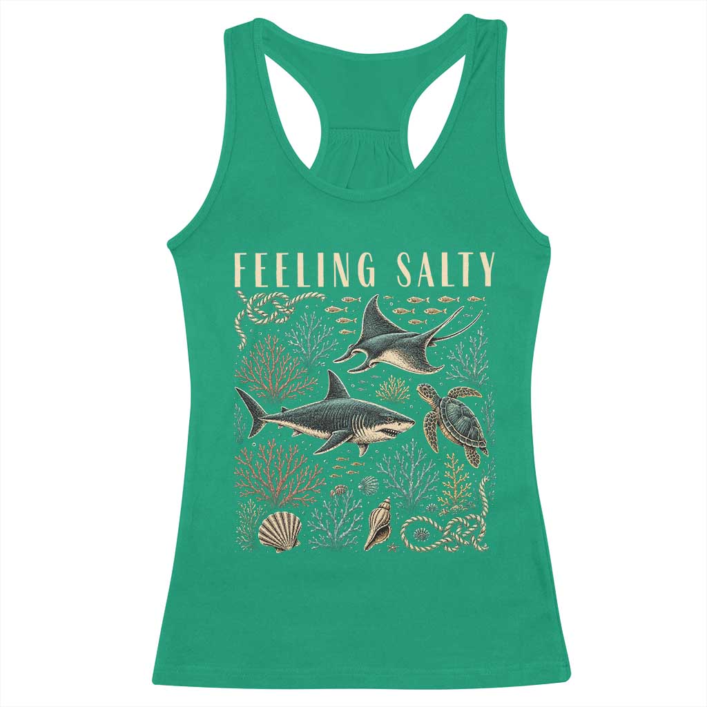 Feeling Salty Shark Lover Vintage Ocean Life Racerback Tank Top