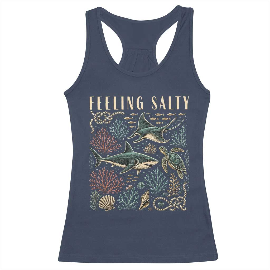Feeling Salty Shark Lover Vintage Ocean Life Racerback Tank Top