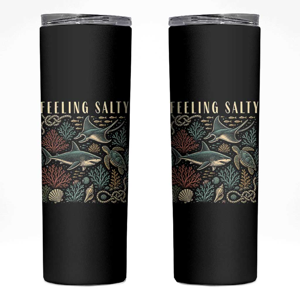 Feeling Salty Shark Lover Vintage Ocean Life Skinny Tumbler