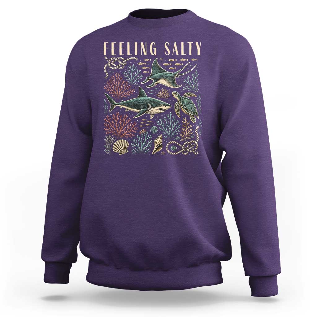 Feeling Salty Shark Lover Vintage Ocean Life Sweatshirt