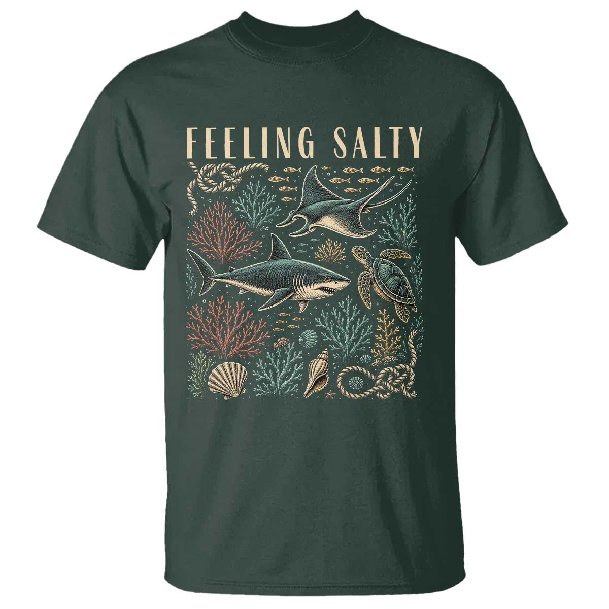 Feeling Salty Shark Lover Vintage Ocean Life T Shirt