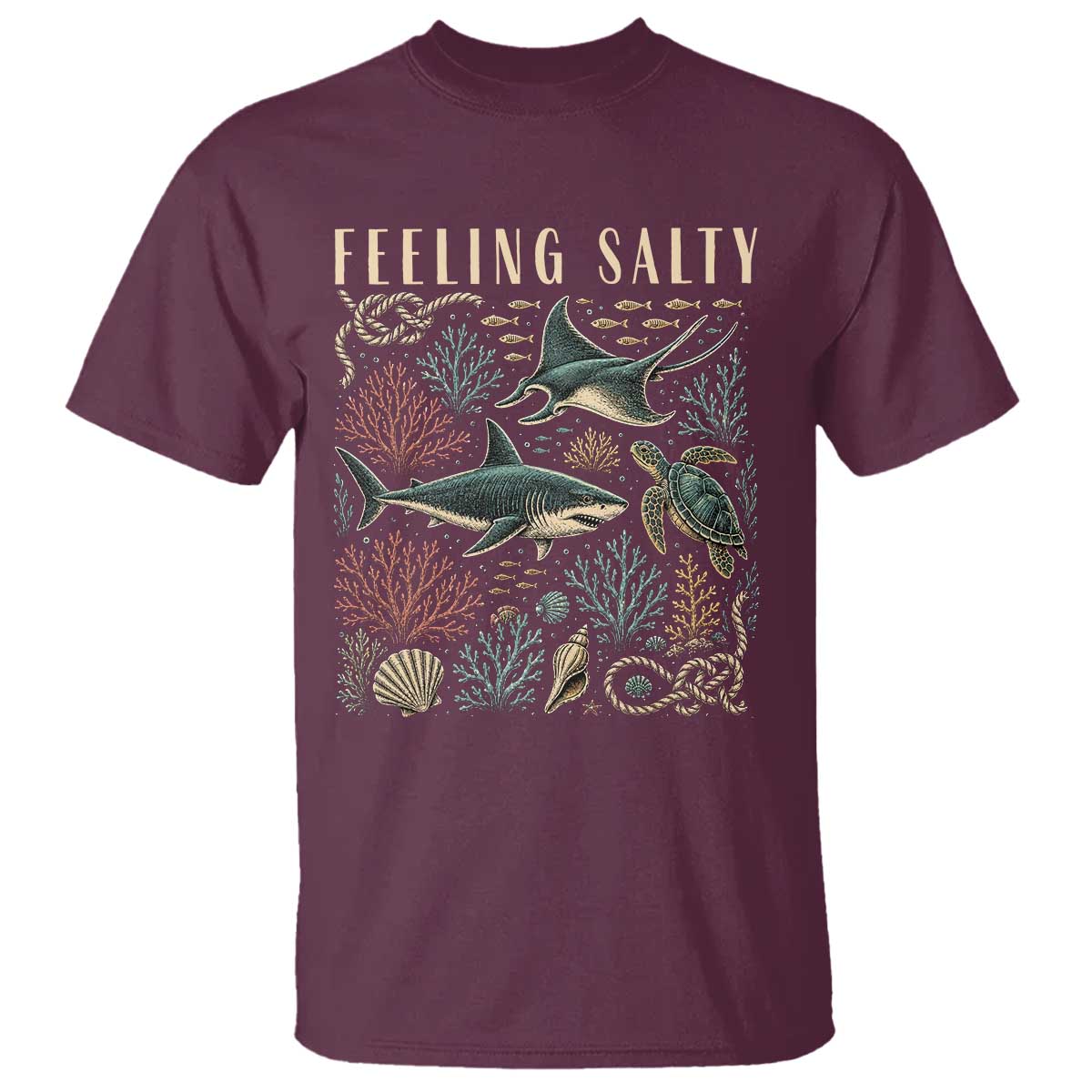 Feeling Salty Shark Lover Vintage Ocean Life T Shirt
