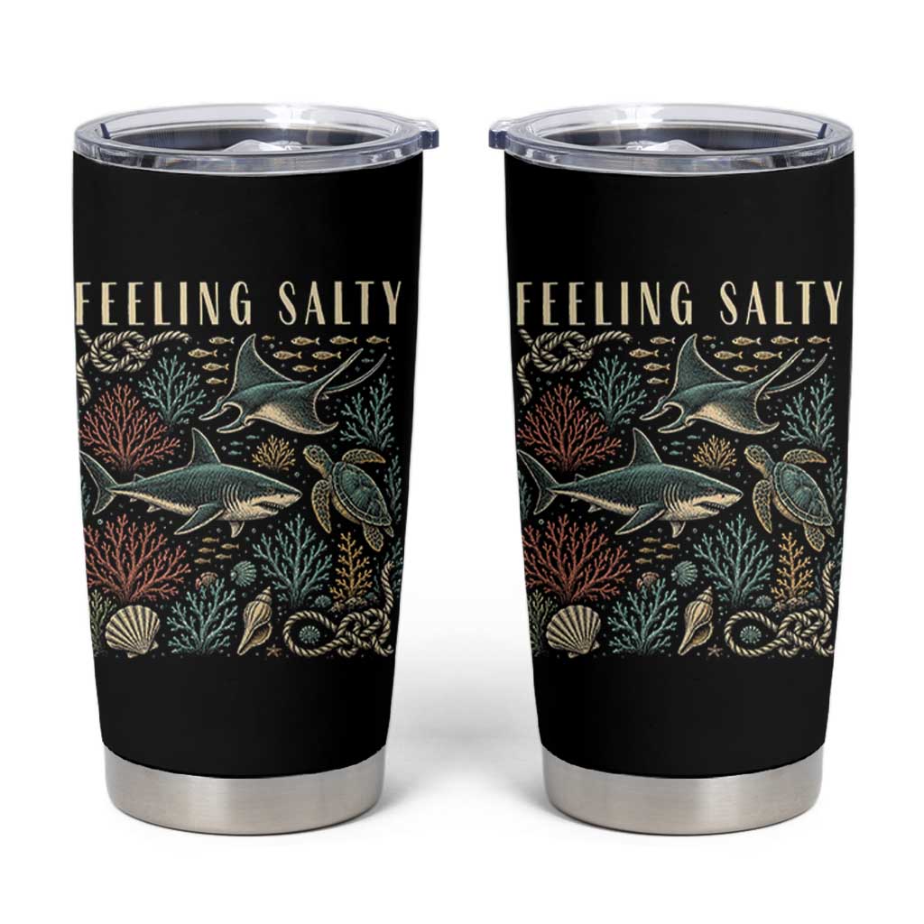 Feeling Salty Shark Lover Vintage Ocean Life Tumbler Cup