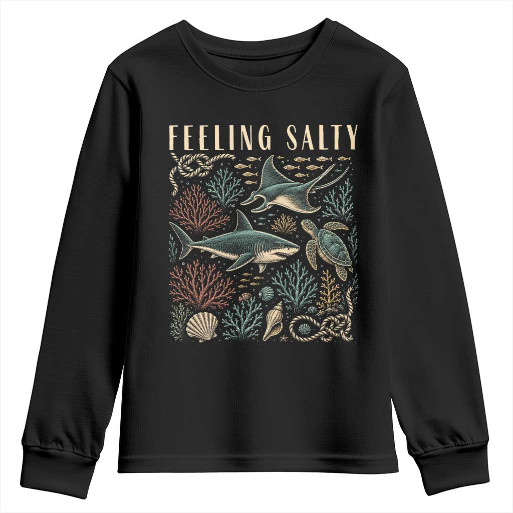 Feeling Salty Shark Lover Vintage Ocean Life Youth Sweatshirt