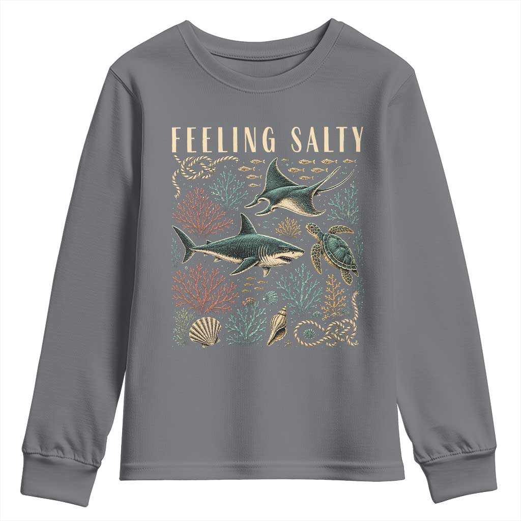 Feeling Salty Shark Lover Vintage Ocean Life Youth Sweatshirt