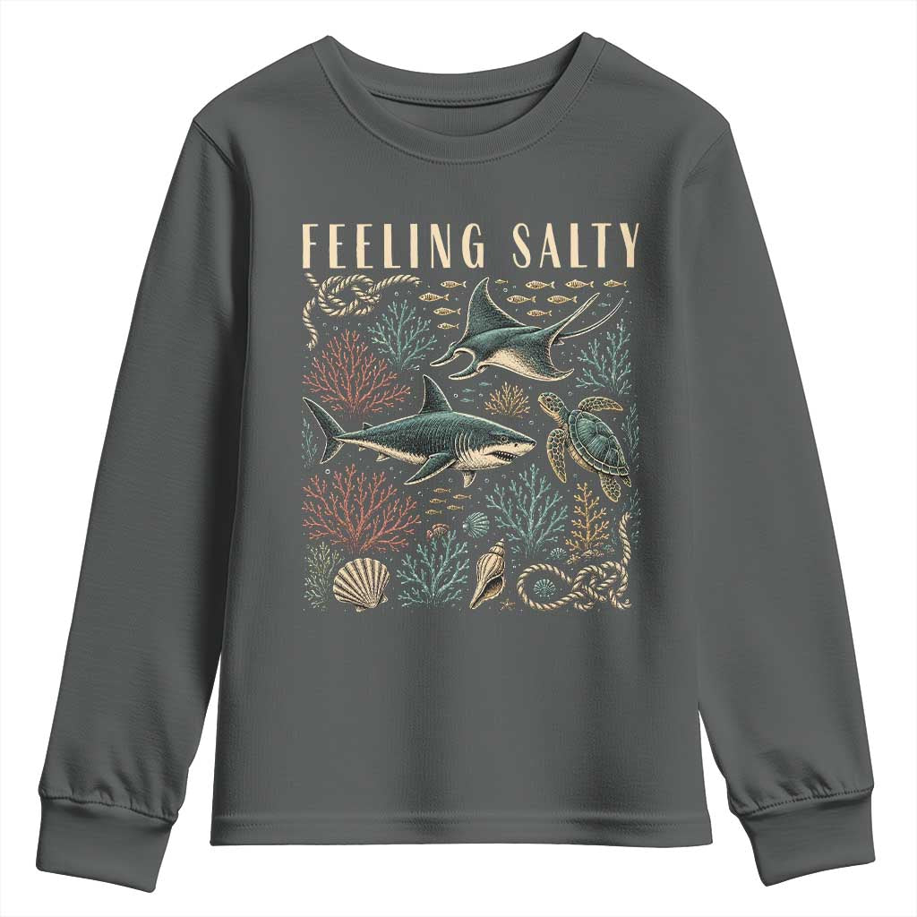 Feeling Salty Shark Lover Vintage Ocean Life Youth Sweatshirt