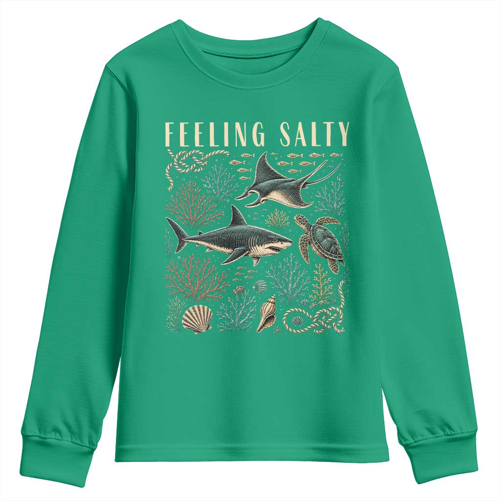 Feeling Salty Shark Lover Vintage Ocean Life Youth Sweatshirt
