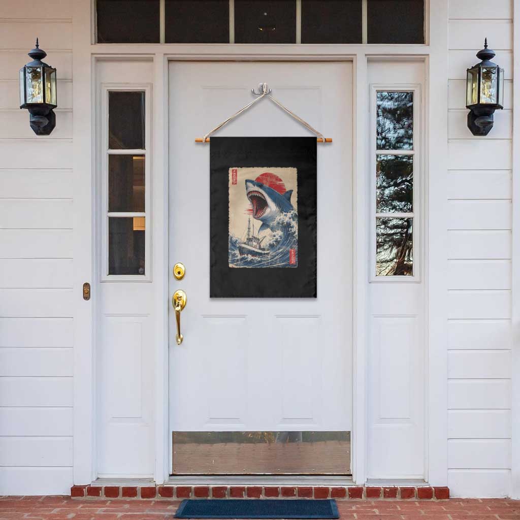 Megalodon Shark Japanese Vintage Graphic Ukiyo e Art Garden Flag