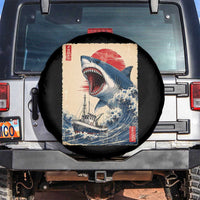 Megalodon Shark Japanese Vintage Graphic Ukiyo e Art Spare Tire Cover