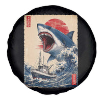 Megalodon Shark Japanese Vintage Graphic Ukiyo e Art Spare Tire Cover