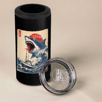 Megalodon Shark Japanese Vintage Graphic Ukiyo e Art 4 in 1 Can Cooler Tumbler