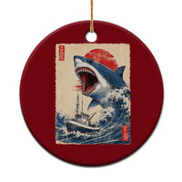 Megalodon Shark Japanese Vintage Graphic Ukiyo e Art Ceramic Ornament