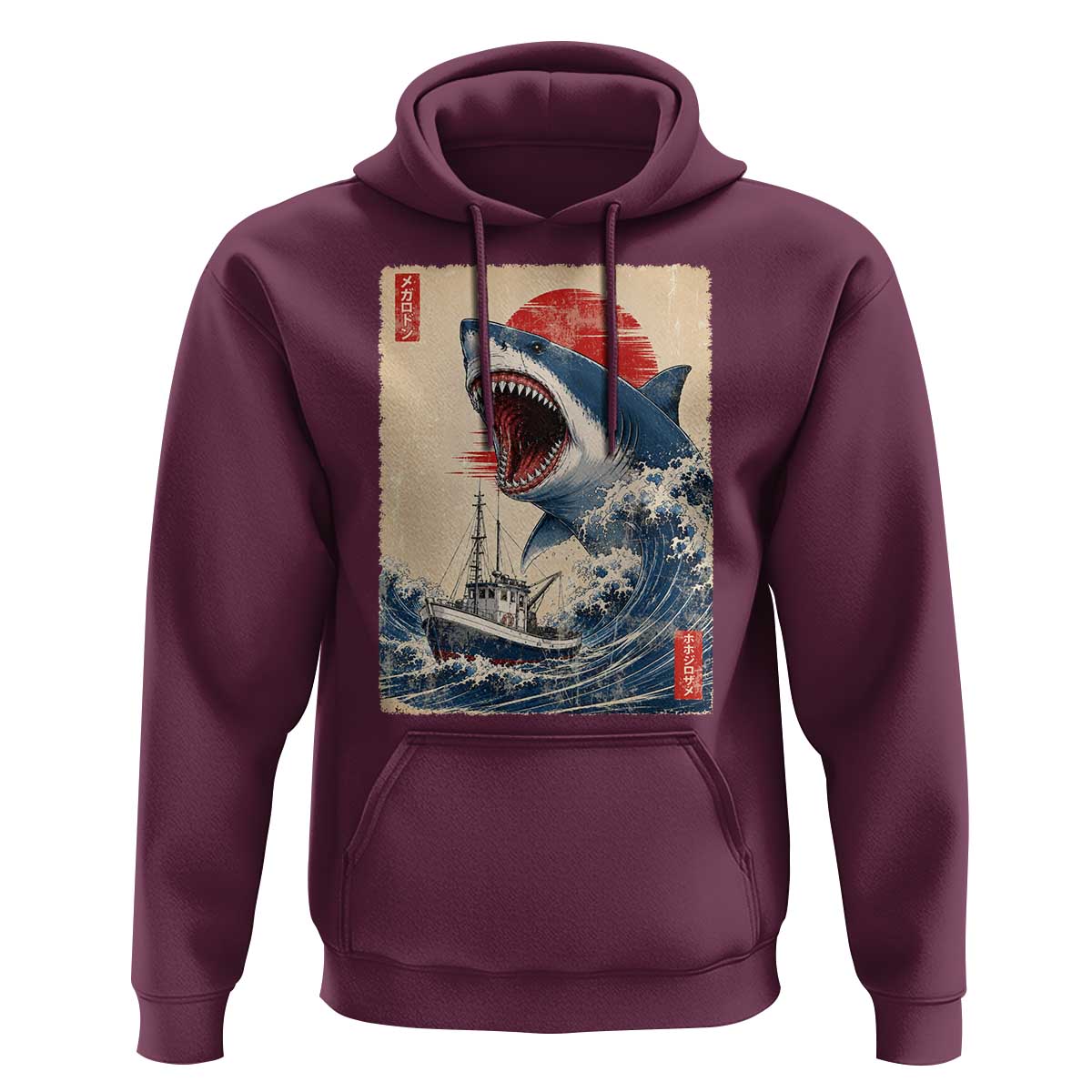 Megalodon Shark Japanese Vintage Graphic Ukiyo e Art Hoodie