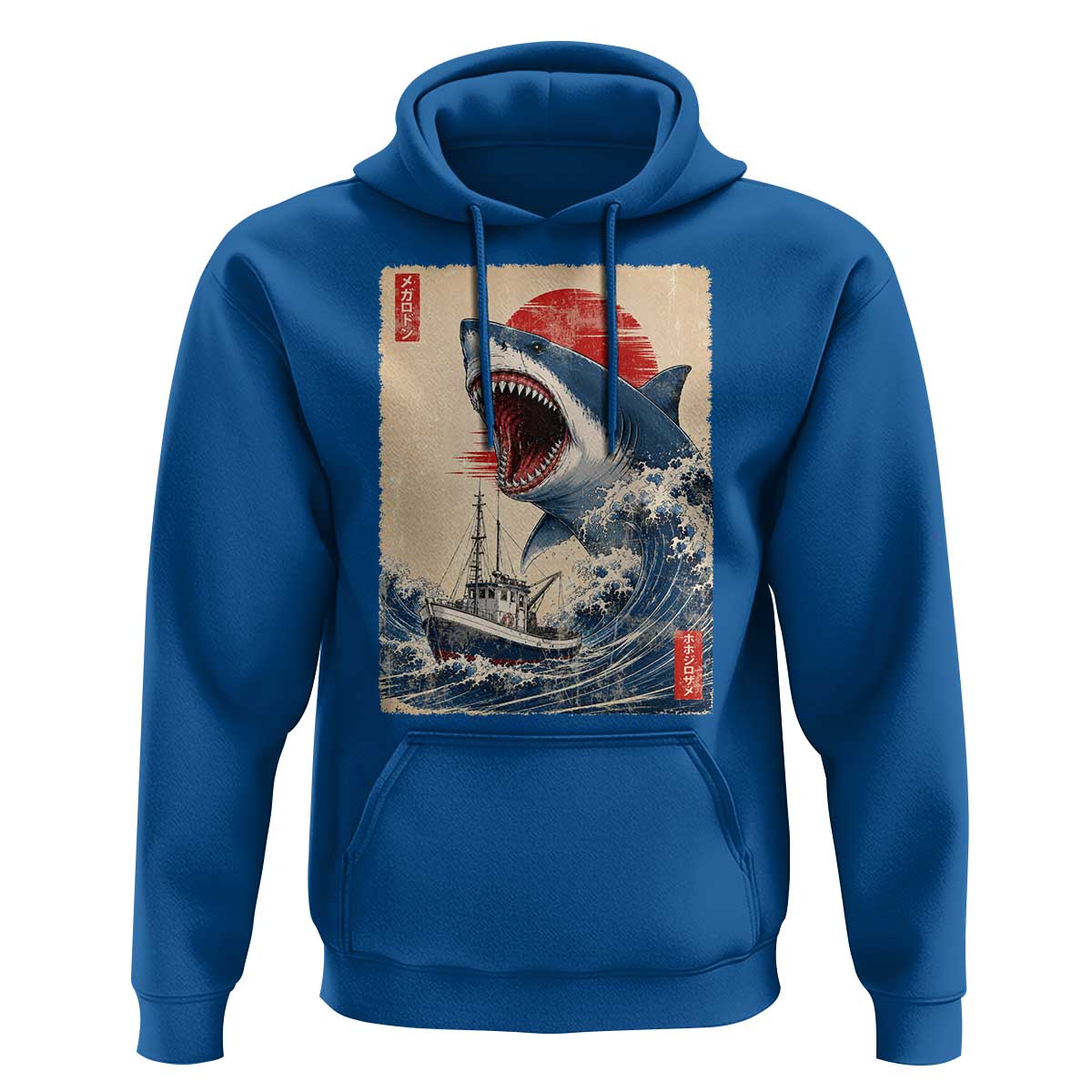 Megalodon Shark Japanese Vintage Graphic Ukiyo e Art Hoodie