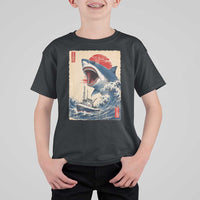 Megalodon Shark Japanese Vintage Graphic Ukiyo e Art T Shirt For Kid