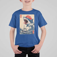 Megalodon Shark Japanese Vintage Graphic Ukiyo e Art T Shirt For Kid