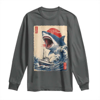 Megalodon Shark Japanese Vintage Graphic Ukiyo e Art Long Sleeve Shirt