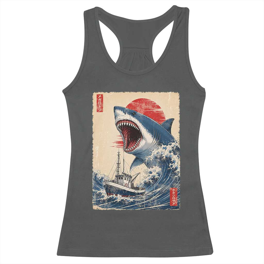 Megalodon Shark Japanese Vintage Graphic Ukiyo e Art Racerback Tank Top