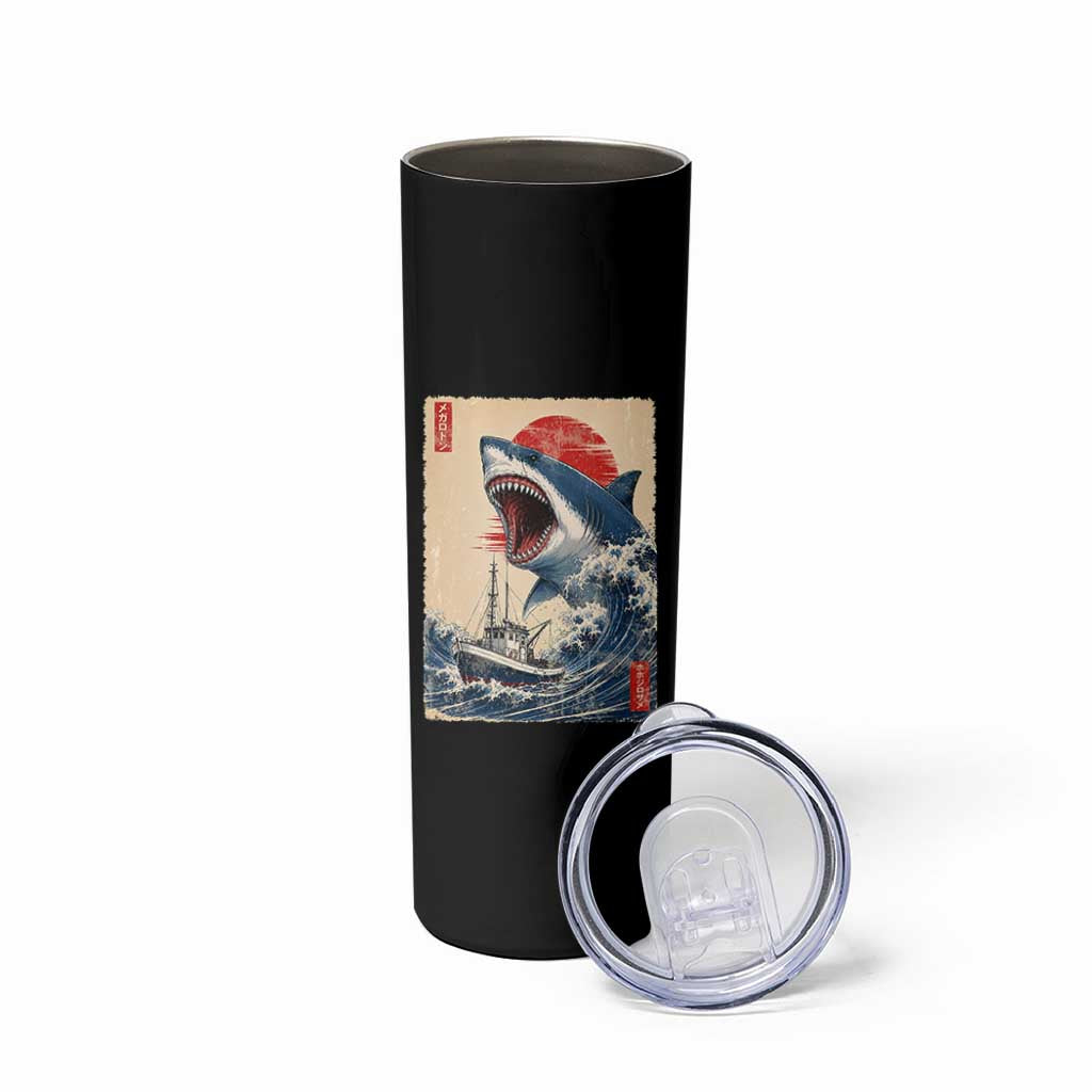 Megalodon Shark Japanese Vintage Graphic Ukiyo e Art Skinny Tumbler