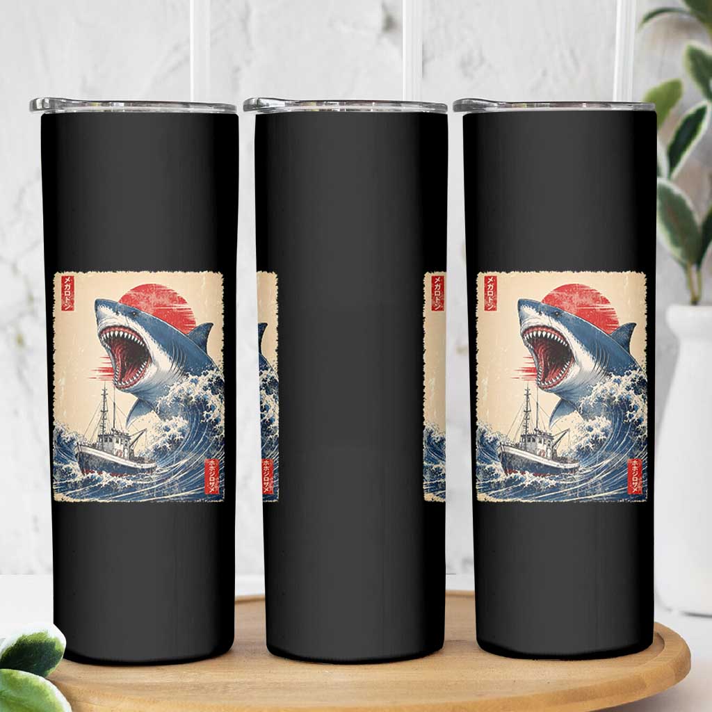 Megalodon Shark Japanese Vintage Graphic Ukiyo e Art Skinny Tumbler