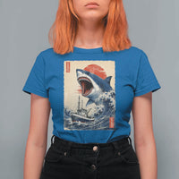 Megalodon Shark Japanese Vintage Graphic Ukiyo e Art T Shirt For Women